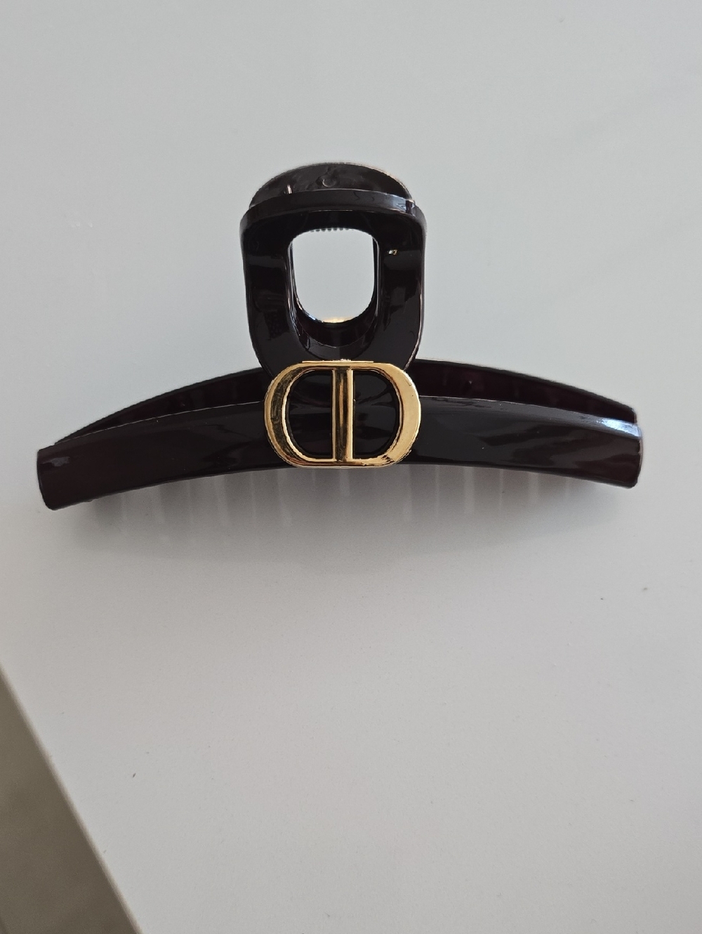 Luxury Black Hair Claw Clip with Gold Accent